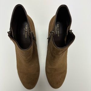 Cole Hahn Grand Hayes Suede Stacked Heel Ankle Booties - Size 10